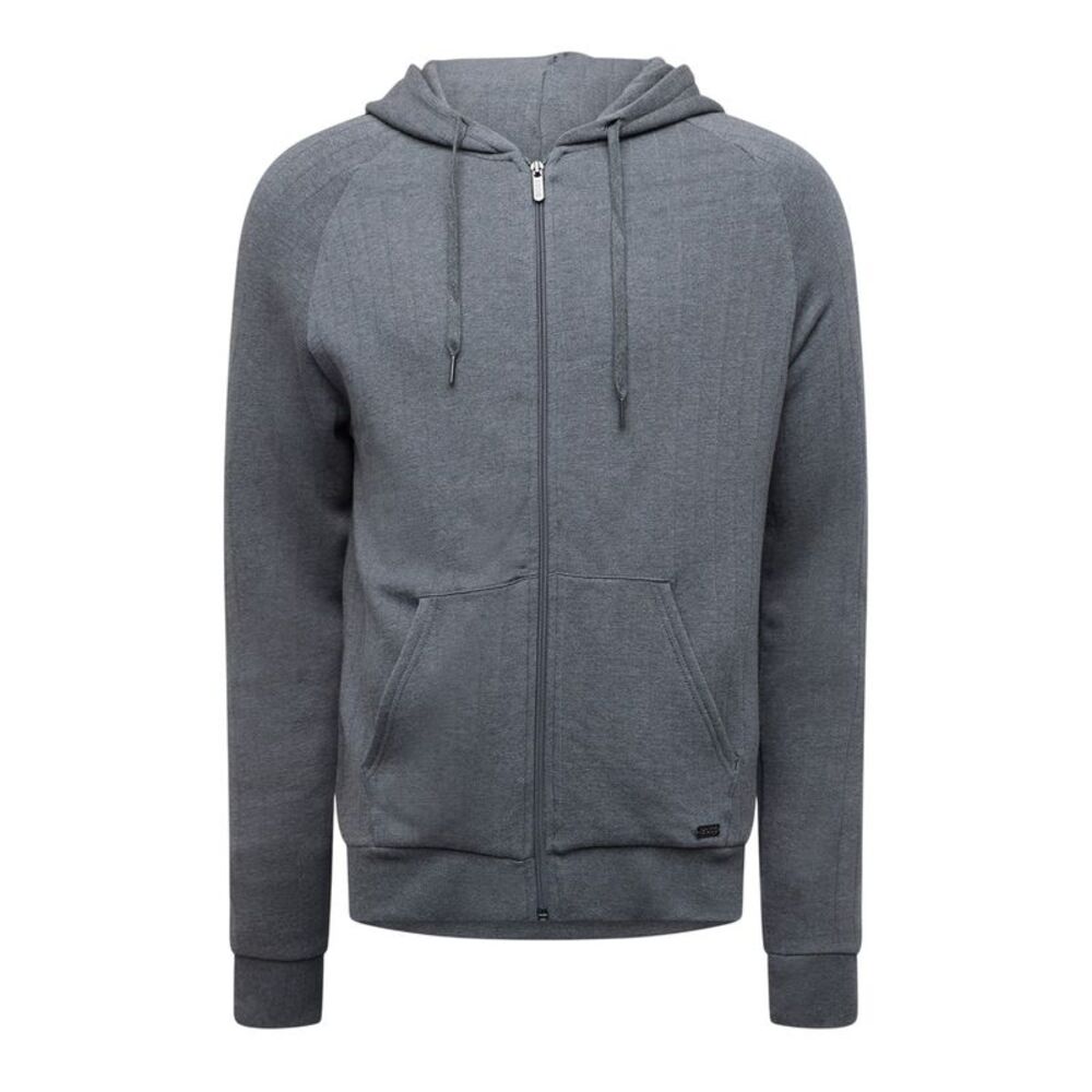 Boss Mens Heritage Ribbed  Full Zip Hoodie / Medium Grey